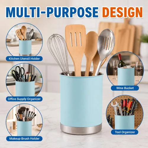 Miniatura 6 de Creative Home Soporte para utensilios de acero inoxidable: organizador grande de herramientas de cocina de 6.3 pulgadas para decoración de cocina