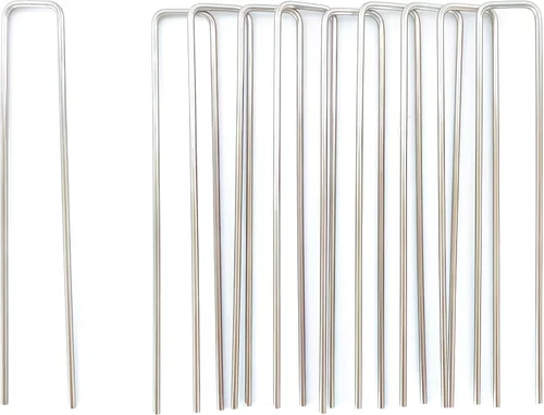 Miniatura 13 de Atlantic Estacas/grapas de jardín de acero inoxidable de 5.5 pulgadas y 4 pulgadas, anclajes de suelo inoxidables para asegurar plantas, mangueras