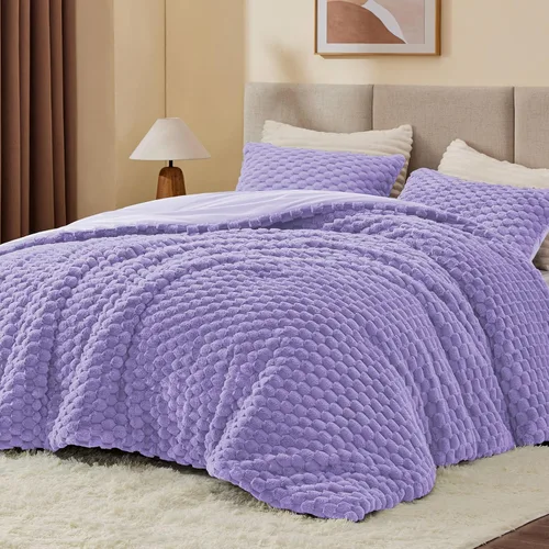 Miniatura 21 de BEDELITE Juego de Edredón Esponjoso Twin - Edredón Suave de Vellón Beige para Cama Twin, Juego de Ropa de Cama Lujoso y Cálido para Invierno, Juego