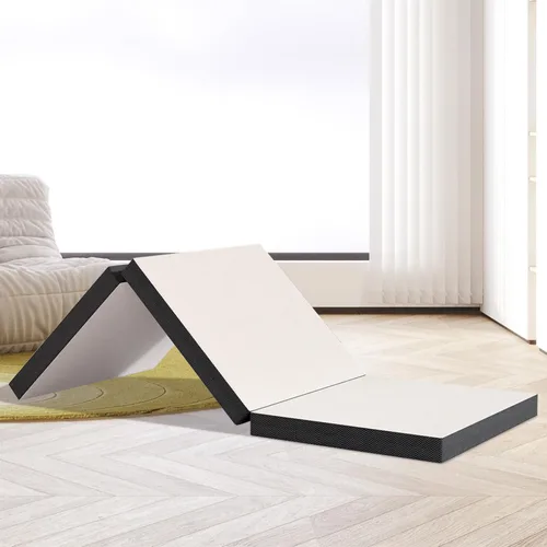 Colchón triple de 3 pulgadas, colchón plegable con funda transpirable y lavable, colchón plegable con certificado CertiPUR-US, colchón de piso