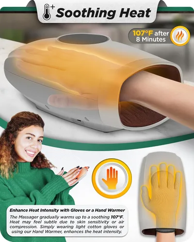 Miniatura 5 de Lunix LX7 - Masajeador eléctrico de manos con pantalla táctil con compresión y calor, terapia de puntos de presión para artritis, alivio del dolor
