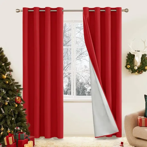 Miniatura 29 de Deconovo - Cortinas opacas para dormitorio con ojales, cortinas sólidas con aislamiento térmico, bloquean el calor, oscurecen la habitación, ahorran