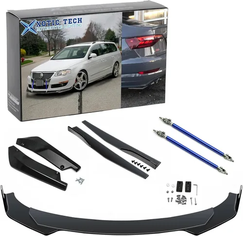 Miniatura 13 de X xotic tech Juego de carrocería para coche con alerón para parachoques delantero, divisor de falda lateral + alerón para parachoques trasero
