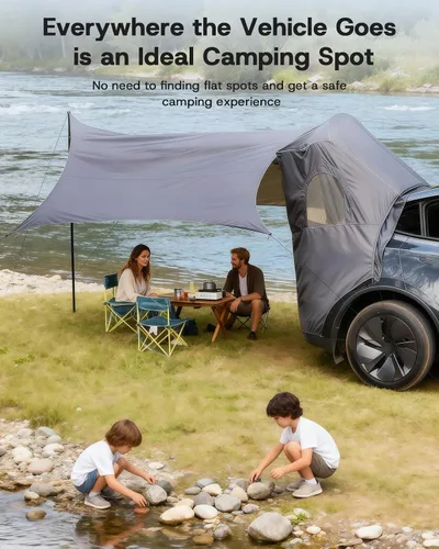 Miniatura 2 de Tienda de campaña con toldo para Tesla Modelo Y 2020-2024, [tela Oxford 420D y UPF 50+ y poliuretano impermeable de 118.110 in] Toldo para portón