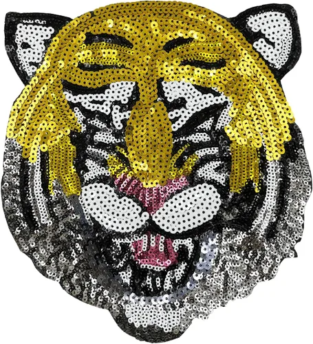 Miniatura 5 de Parches termoadhesivos de lentejuelas para disfraz de Halloween para chaqueta, rosa, cabeza de tigre (amor)