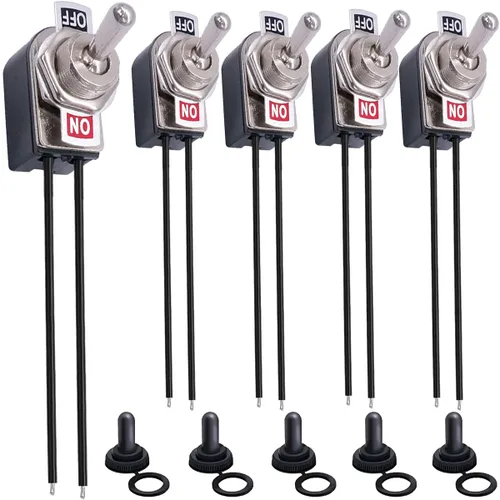 5 unids interruptor de palanca SPST 2 posiciones de cierre de encendido/apagado 6A AC 125V/10A DC 12V Mini interruptor de palanca con cable de