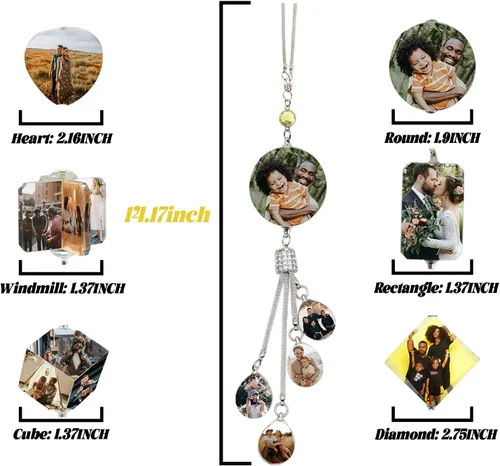 Miniatura 4 de Adornos Colgantes Personalizados de Foto de Cristal para Coche para Mujeres y Hombres, Adornos Personalizados de Coche con Imágenes, Colgantes