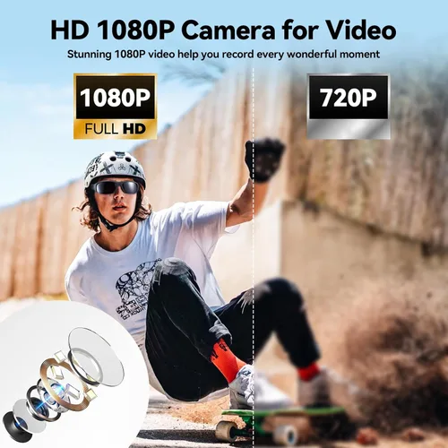 Miniatura 5 de Gafas de Cámara de Video Inteligente 1080p para Hombres - Gafas de Sol de Grabación con Lentes Polarizados de Protección UV HD para Exteriores