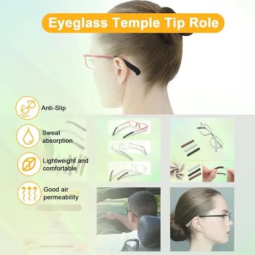 Miniatura 2 de Literry Puntas de Patillas Elásticas Antideslizantes de Comodidad para Anteojos, Cojín Suave y Bien Ajustado para Orejas de Lentes, Agarre