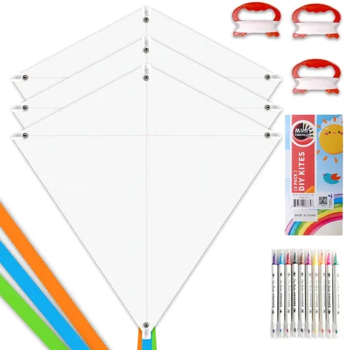 Cometas DIY para niños Kit de fabricación de cometas al por mayor, paquete de fiesta de decoración y colorear, kits de cometas de diamante blanco