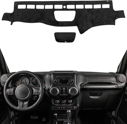 Miniatura 19 de Cubierta de Salpicadero Alfombrilla de Tablero Compatible con Je-ep Wrangler JK 2017-2011 (para Código de Cuerpo JK), Alfombrilla Antirreflejos
