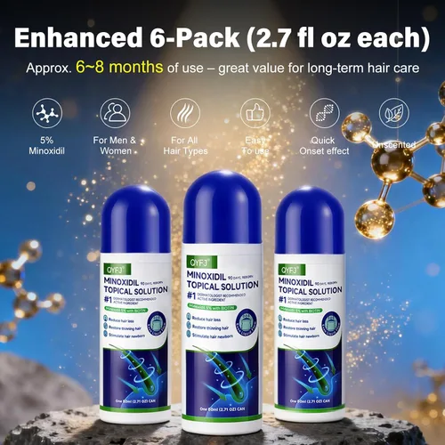 Miniatura 7 de Paquete de 3 sueros de minoxidil al 5% para hombres y mujeres, minoxidil para el crecimiento de la barba y el cabello (infusión de biotina)