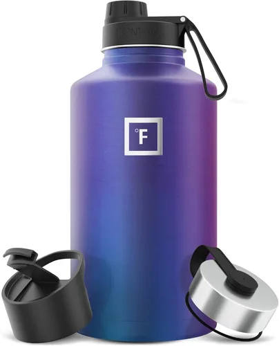 Miniatura 111 de IRON °FLASK Frasco de hidratación para acampar y senderismo con pajilla, botella de agua deportiva de acero inoxidable con aislamiento de boca Dark