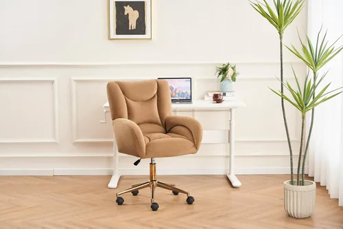 Miniatura 4 de Home Office Desk Chairs with Adjustable Height, Swivel Chair with Gold Metal Base, Ergonomic Office Chair, Comfy Chair for Office, Living Room