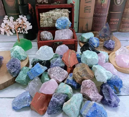 Miniatura 4 de LAIDANLA 1 libra 2" Piedras en Bruto Naturales de Amazonita Cristales Grandes Crudos a Granel Piedras Preciosas Curativas para Sanación Reiki