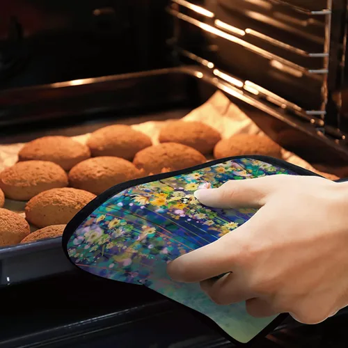 Miniatura 7 de Juego de 2 soportes para ollas de pintura de acuarela floral abstracta, resistentes al calor, para microondas, horno, horno y barbacoa