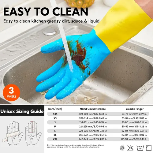 Miniatura 6 de Vgo... Guantes de limpieza,Lavavajillas,Cocina,Resistente,Reutilizables