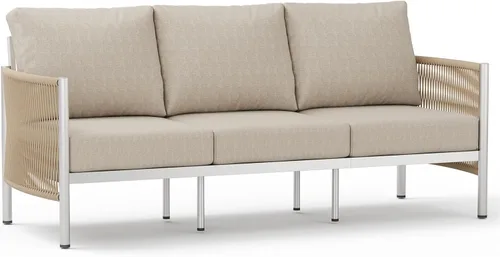 Miniatura 38 de Juego de muebles de aluminio para patio al aire libre con mesa de centro de doble capa, juegos de conversación de patio modernos de 4 piezas