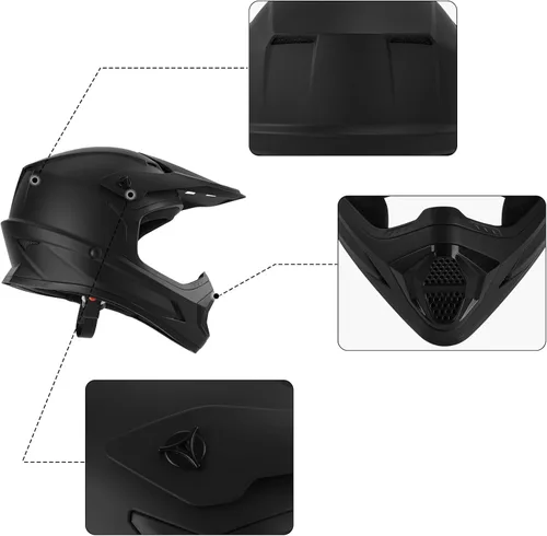 Miniatura 8 de XFMT - Juego de casco DOT de cara completa con gafas y guantes para motocross, cuatrimoto y vehículos todoterreno para niños y jóvenes, diseño negro