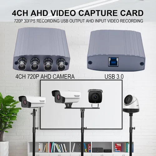 Miniatura 5 de Tarjeta de captura de video AHD 4CH 720P 30FPS Soporte de grabación PAL 25fps NTSC 30fps Salida USB AHD entrada grabación de video, fácil operación