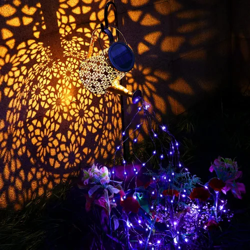 Miniatura 2 de VOOKRY - Regadera solar con luces, linternas solares grandes para colgar al aire libre, impermeable, decoración de jardín para el patio, césped
