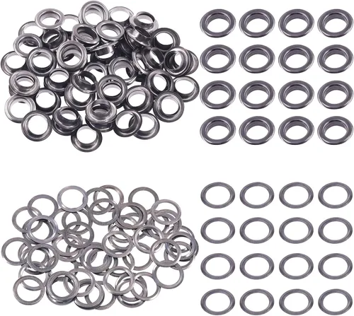 Miniatura 10 de Swpeet 204 piezas – 100 juegos de ojales de agujero de 1/2 pulgada (0.472 in) gruesos de 4 colores ojales de metal ojales y 3 piezas de herramienta