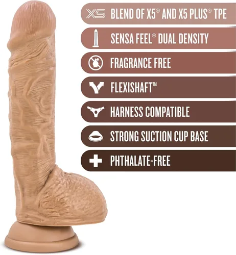 Miniatura 2 de Blush Au Naturel Big Billy Cock - Consolador realista de 9 pulgadas con ventosa con bolas, detalle realista de doble densidad, compatible con anillo