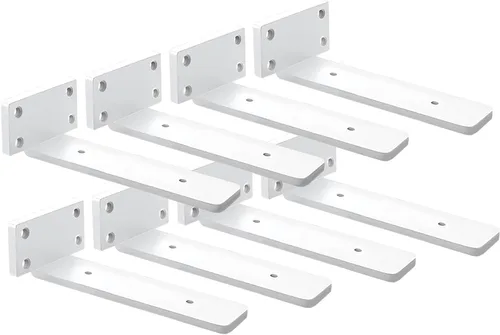 Miniatura 14 de Paquete de 4 soportes de estante flotantes de 8 pulgadas, soporte de estante oculto de 1/5 pulgadas de grosor, soportes de metal de hierro