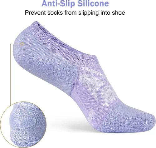 Miniatura 3 de No Show Socks - Calcetines deportivos de compresión de corte bajo y tobillo para mujer, 5 pares