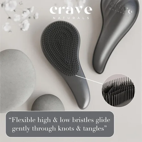 Miniatura 5 de Crave Naturals Cepillo para desenredar el cabello grande negro – Cepillo deslizante para desenredar el cabello para mujeres, niños y bebés – Cuidado