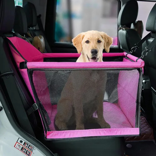 Miniatura 7 de Asiento de automóvil para perro de tamaño mediano, asiento elevador de automóvil con correa de seguridad con clip, se adapta tanto a asientos