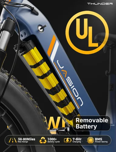 Miniatura 3 de Jasion Bicicleta eléctrica Thunder/PRO/ST, 2000 W/1800 W Peak Ebikes para adultos, neumático de grasa de 26 pulgadas, mejor bicicleta eléctrica