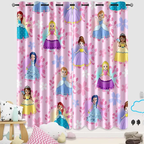 Miniatura 17 de Cortinas negras para dormitorio, decoración de habitación, cortinas opacas para ventana, juego de 2 paneles con estampado de niña africana morada