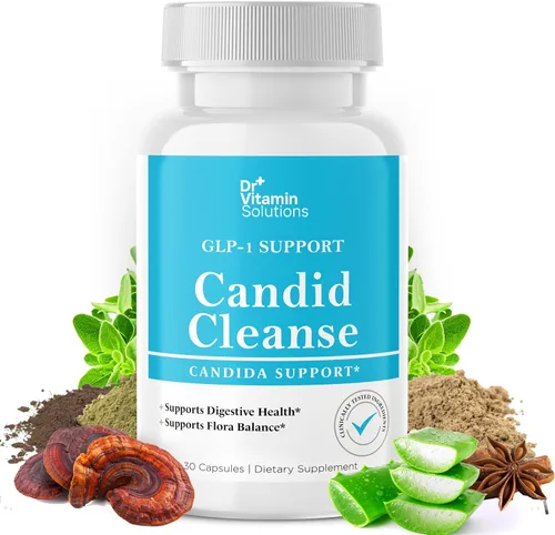 Suplemento de limpieza de cándida con apoyo GLP-1 - Hoja de orégano, ácido caprílico y LactoSpore | Pastillas de apoyo para la candida para la salud