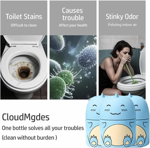 Miniatura 5 de 3 piezas de lindos frascos de limpiador de taza de inodoro en forma de dinosaurio, limpiador automático de cisterna de baño con aroma a océano