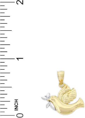 Miniatura 3 de Charm America - Paloma pacífica de oro con dije de rama de olivo - Oro macizo de 10 quilates, Oro amarillo