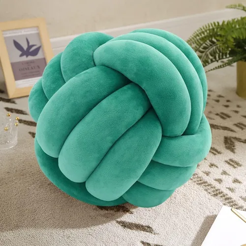 Miniatura 20 de Almohada Bola de Nudo Gris, Almohada Decorativa Hecha a Mano, Cojín Redondo Suave Anudado para Sofá y Dormitorio, Linda Decoración del Hogar