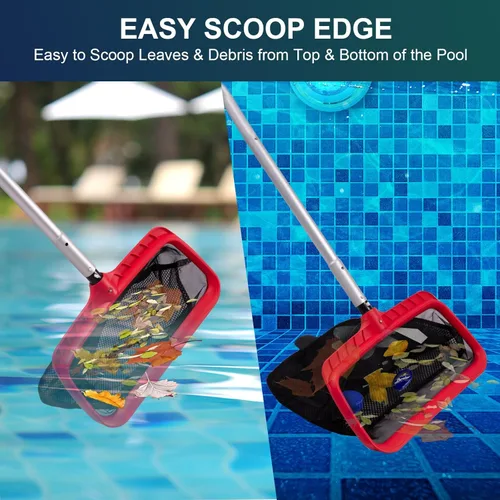 Miniatura 4 de Red de desnatador de piscina, desnatador de red de piscina mejorado con bolsa de red de doble capa, redes de piscina de mayor capacidad para limpiar