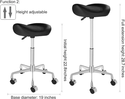 Miniatura 2 de Kaleurrier Taburete ergonómico giratorio con ruedas, hidráulico de elevación neumática, altura ajustable, silla ligera para clínica, peluquería