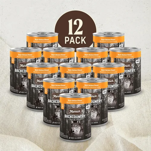 Miniatura 4 de Merrick Backcountry - Alimento enlatado prémium sin granos, receta húmeda suave y saludable, cena de pollo real, paquete de 12 latas de 12.7 onzas
