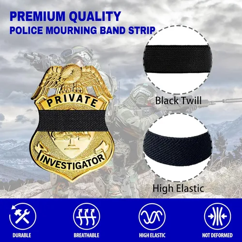 Miniatura 3 de CREATRILL Paquete de 30 bandas de luto de policía de rayas de banda de policía, escudo de guardia de honor, correas para insignias de 2.4 a 4
