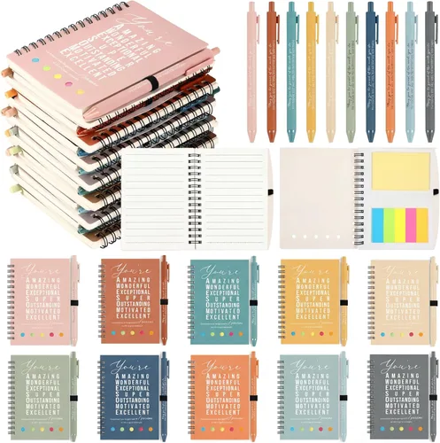 Miniatura 15 de Jetec 20 piezas/10 juegos de regalo para profesores, cuaderno motivacional en espiral con notas adhesivas, bolígrafo a granel, diarios inspiradores