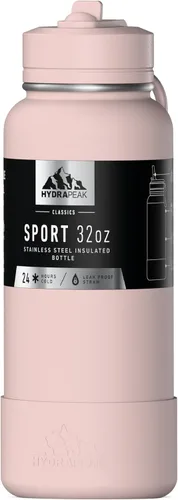 Miniatura 31 de Hydrapeak Botella de agua deportiva aislada de 32 onzas con tapa con popote, a prueba de fugas y derrames, mantiene las bebidas frías durante 24