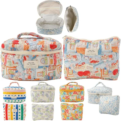 Miniatura 10 de Bolsa de Maquillaje Fcteap para Viaje, Esenciales de Viaje, Bolsa de Cosméticos Acolchada, Organizador de Artículos de Aseo, Inserción