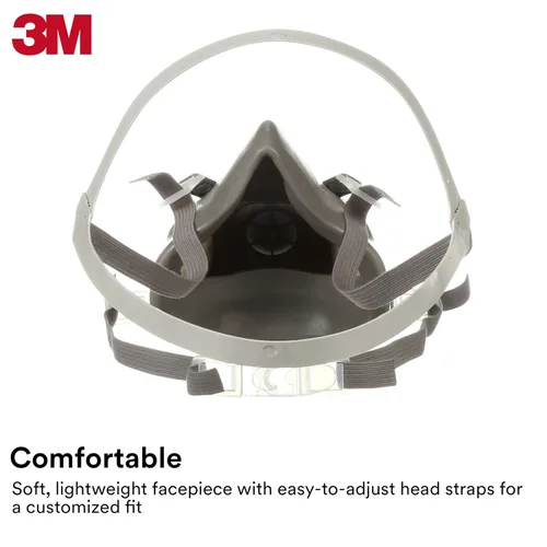 Miniatura 3 de 3M Respirador reutilizable de media cara 6300, NIOSH, arnés de cuatro puntos, ajuste cómodo, compatible con aire suministrado de doble línea