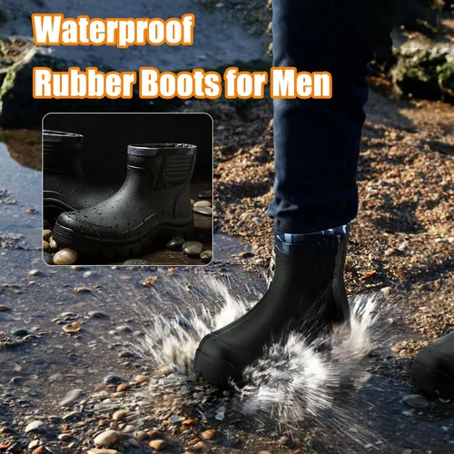 Miniatura 3 de Gets Botas de lluvia para hombre, impermeables, ligeras, de goma, para todo tipo de clima