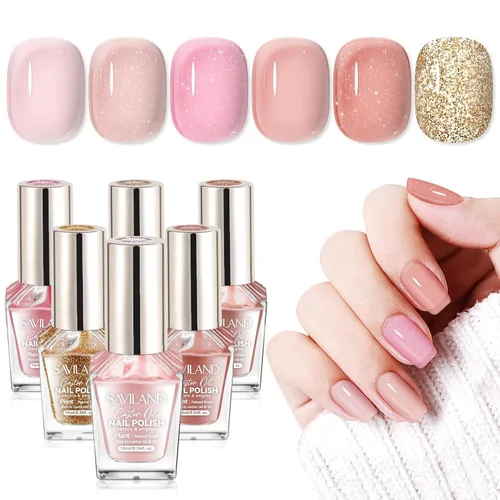 Miniatura 15 de SAVILAND Juego de esmaltes de uñas: kit regular de esmalte de uñas de secado rápido, color burdeos, rojo oscuro, morado, verde, con base de aceite