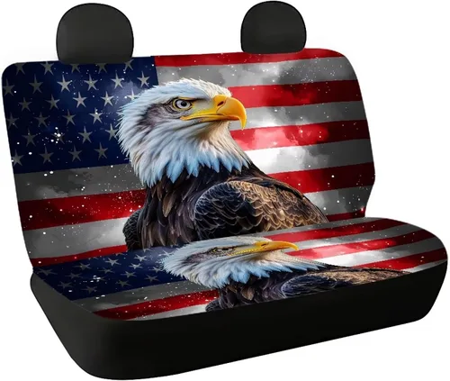 Miniatura 41 de AFPANQZ Funda protectora para asiento trasero de automóvil, con bandera patriótica estadounidense, solo para asiento trasero de automóvil, camión