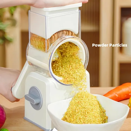 Miniatura 9 de Rallador rotativo de queso con asa, trituradora de queso de cuchillas inoxidables reemplazables, cortador de verduras de queso multifuncional