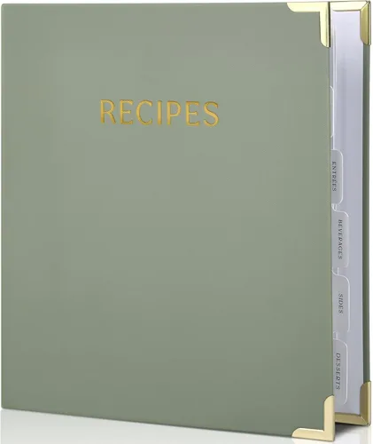 Miniatura 10 de Carpeta estética de recetas de 8.5 x 11 pulgadas con cubierta impermeable, el libro de recetas perfecto con fundas de plástico para escribir tus